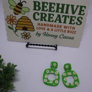 Groovy Retro Vintage Inspired Mod Earrings, 60s, 70s, Boho style,Flower Polymer